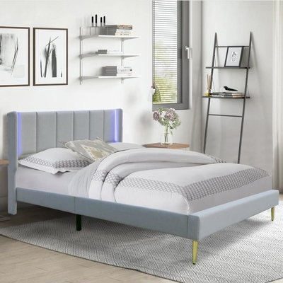 Βασίλισσας Size Upholstered κρεβατιών πλαισίων κοντραπλακέ ODM cOem που προσαρμόζεται υλικός