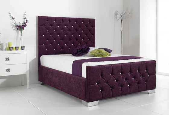 Headboard μεγέθους πλαισίων κρεβατιών υφάσματος βελούδου κόκκινου κρασιού διπλό ξύλινο υψηλό κρεβάτι