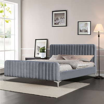 Σύγχρονο επικαλυμμένο ξύλινο κρεβάτι 160x200cm πλατφορμών γκρίζο μέγεθος βασιλιάδων χρώματος