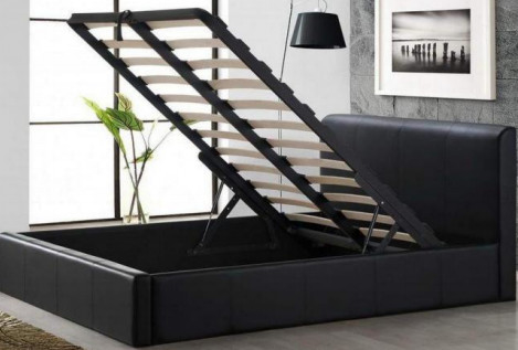 Υψηλό Headboard συνθετικό κρεβάτι αποθήκευσης ανελκυστήρων αερίου φυσικού μεγέθους κρεβατιών δέρματος