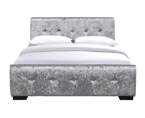Bed βασίλισσας Size Grey Upholstered πλαίσιο με τα φουντωτά κουμπιά Diamante Headboard