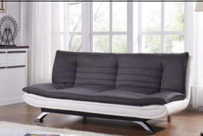 Ξυλάνθρακα σχηματισμένο τούφες 3 Seater υφάσματος άσπρο κρεβάτι καναπέδων Faux δέρμα με τα πόδια χρωμίου