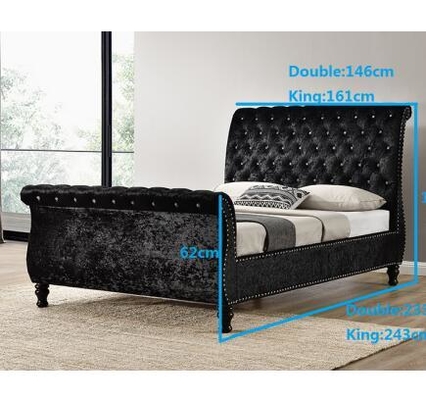 Headboard μαύρο επικαλυμμένο πλαίσιο κρεβατιών συνελεύσεων βασίλισσα Oem