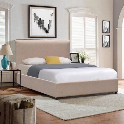 Υλικό άνετο υψηλό Headboard υφάσματος αφρού κοντραπλακέ πλαισίων κρεβατιών βασιλιάδων επικαλυμμένο μέγεθος