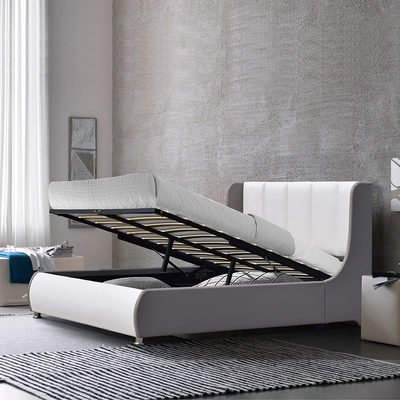 Υψηλό Headboard πλαίσιο κρεβατιών βασίλισσας Size Upholstered με το αυτί Siderails αποθήκευσης