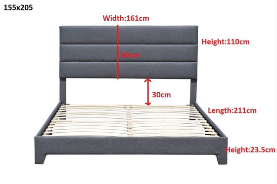 Σύγχρονο κρεβάτι πλατφορμών βασίλισσας Size Upholstered με διευθετήσιμο Headboard ύψους