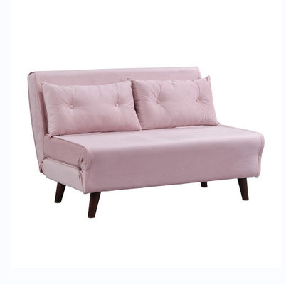 Τρι πτυσσόμενο επικαλυμμένο Trundle Daybed 2 ρόδινη έδρα κρεβατιών καναπέδων βελούδου Seater