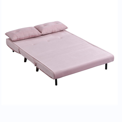 Τρι πτυσσόμενο επικαλυμμένο Trundle Daybed 2 ρόδινη έδρα κρεβατιών καναπέδων βελούδου Seater