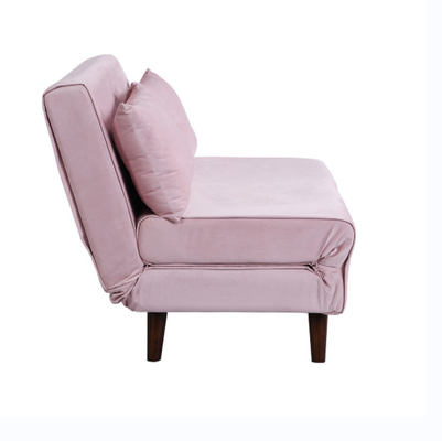 Τρι πτυσσόμενο επικαλυμμένο Trundle Daybed 2 ρόδινη έδρα κρεβατιών καναπέδων βελούδου Seater