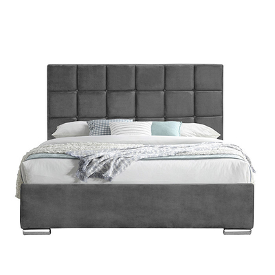 Σκοτεινό γκρίζο βελούδο βασίλισσα Lift Storage Bed 140x190cm με την ανύψωση του στρώματος