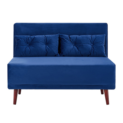 Τρι πτυσσόμενο μπλε επικαλυμμένο βελούδο Daybed 2 Seater βγάζει το κρεβάτι καναπέδων