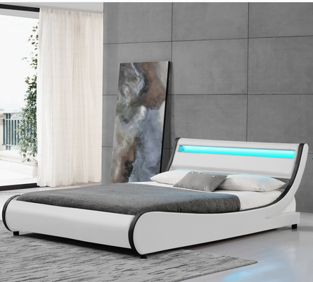 Πλαίσιο κρεβατιών πλατφορμών βασίλισσας Size Faux Leather Upholstered με κυρτό Headboard