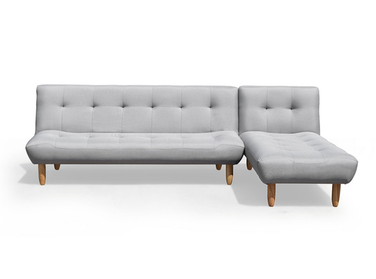 Σχήμα L Πτυσσόμενος καναπές Futon-κρεβάτι Σκούρο γκρι πολυεστέρας με επένδυση μοντέρνα μετατρέψιμο