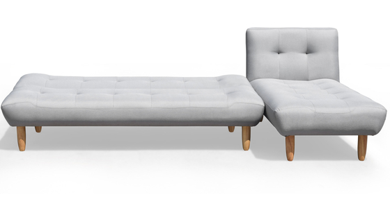 Σχήμα L Πτυσσόμενος καναπές Futon-κρεβάτι Σκούρο γκρι πολυεστέρας με επένδυση μοντέρνα μετατρέψιμο
