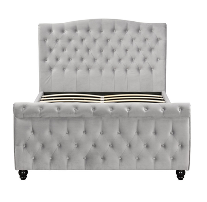 Crushed Velvet Chesterfield Sleigh Ottoman Storage Bed Ανελκυστήρας αερίου Ομαλό άνοιγμα
