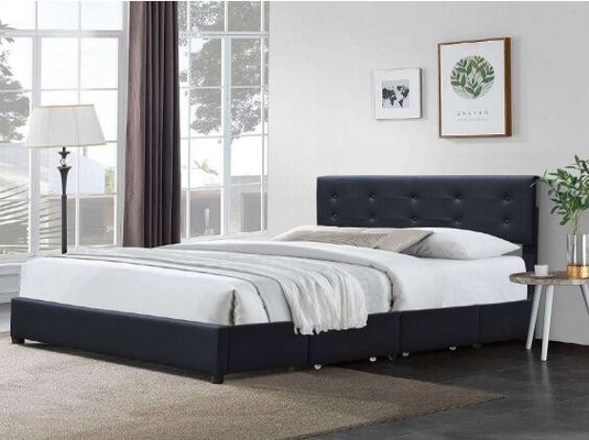 Minimalistic Headboard βασίλισσας Bed Frame Black Tufted PU δέρμα