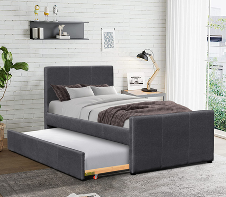 Σκοτεινό γκρίζο πλαίσιο Daybed λινού ξύλινο δίδυμο με με δυνατότητα επέκτασης Trundle για την κρεβατοκάμαρα