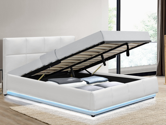 Επικαλυμμένη PU βασίλισσα Storage Bed With Led, BSCI αερίου ανελκυστήρας