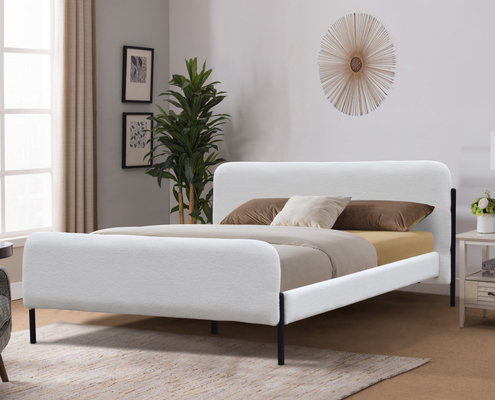 King Size Oem Χαμηλό Προφίλ Τυλιζόμενο κρεβάτι Λευκό χρώμα Για υπνοδωμάτιο
