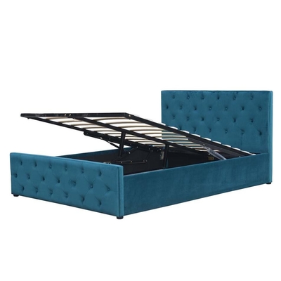 Headboard σχηματισμένος τούφες Footboard ανελκυστήρας αερίου μεγέθους βασιλιάδων κουμπιών υφάσματος κρεβατιών αποθήκευσης
