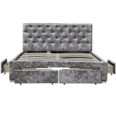 Ottoman βασίλισσας Size Double Upholstered πλαίσιο κρεβατιών με 4 ODM cOem συρταριών