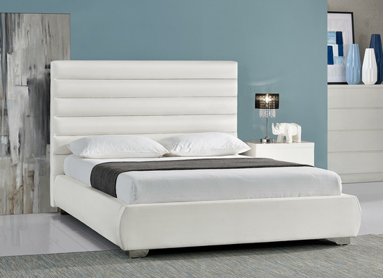Σύγχρονο Platform βασίλισσας Size Storage Upholstered πλαίσιο κρεβατιών με υψηλό Headboard PU