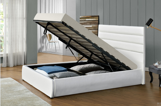Σύγχρονο Platform βασίλισσας Size Storage Upholstered πλαίσιο κρεβατιών με υψηλό Headboard PU
