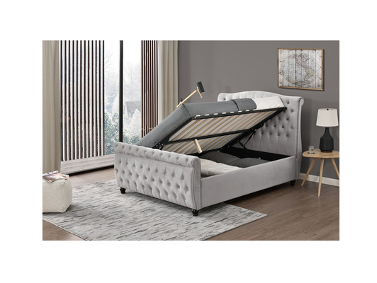 Επικαλυμμένος φυσικό μέγεθος Headboard πλατφορμών κρεβατιών ODM cOem πλαισίων ανοικτό γκρι