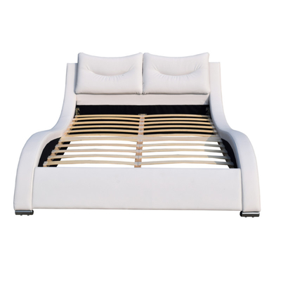 Headboard πολυτέλειας διπλό μέγεθος κρεβατιών δέρματος Faux με τη μορφή άσπρο PU καμπυλών μαξιλαριών