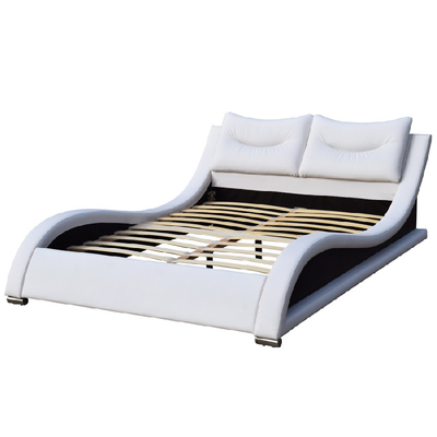 Headboard πολυτέλειας διπλό μέγεθος κρεβατιών δέρματος Faux με τη μορφή άσπρο PU καμπυλών μαξιλαριών