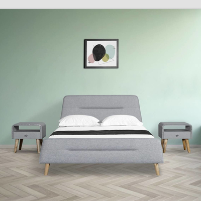Τραπεζοειδές Headboard κρεβάτι υφάσματος λινού