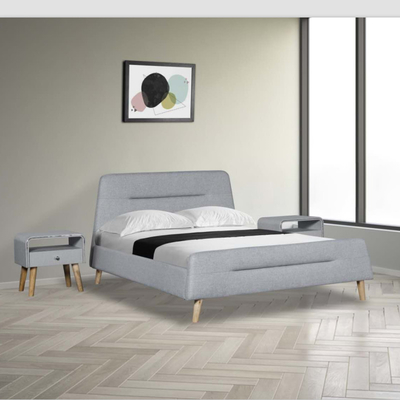 Τραπεζοειδές Headboard κρεβάτι υφάσματος λινού