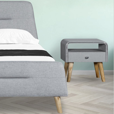 Τραπεζοειδές Headboard κρεβάτι υφάσματος λινού
