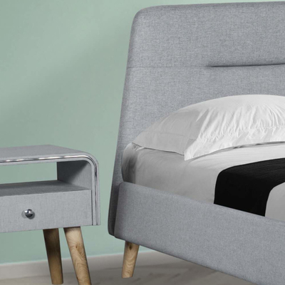 Τραπεζοειδές Headboard κρεβάτι υφάσματος λινού