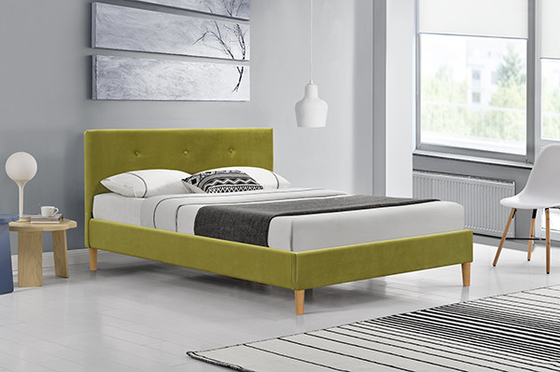Φουντωτό πράσινο συντριμμένο κρέμα Headboard μαξιλαριών βελούδου διπλό πλαίσιο κρεβατιών