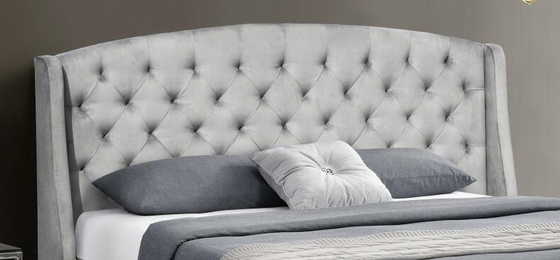Επικαλυμμένο Wingback κοντραπλακέ κρεβατιών Headboard φτερών βελούδου πλαισίων σκοτεινό γκρίζο βασίλισσα King